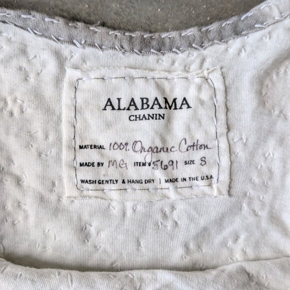 Alabama Chanin Gray White Floral Handstitched Mini Dress small - Picture 10 of 11